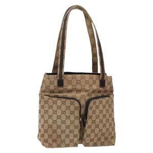 GUCCI GG Canvas Shoulder Bag Beige Silver 002 002